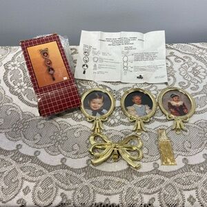 Gold Brass Bow Wall Frames Set